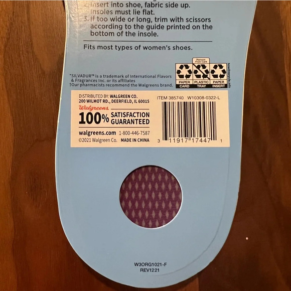 Comfort Memory Foam Purple Cushion Insole Inserts One Pair Women's Size 9-11 - Picture 4 of 5